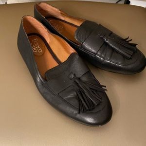 Franco Sarto Black Leather Tassel Loafers